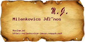 Milenkovics János névjegykártya