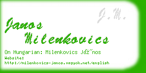 janos milenkovics business card